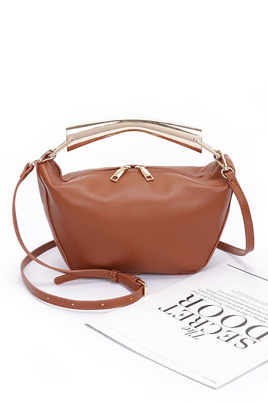 Camel Gold Bar Handle Iconic Swing Bag Front view