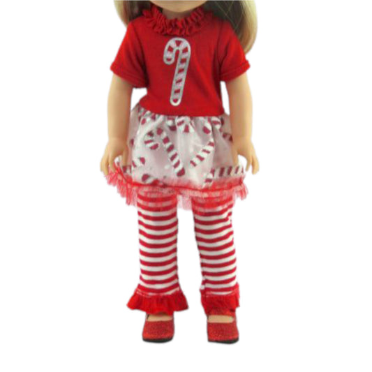 Candy Cane Christmas Outfit for 14 1/2-inch dolls with doll