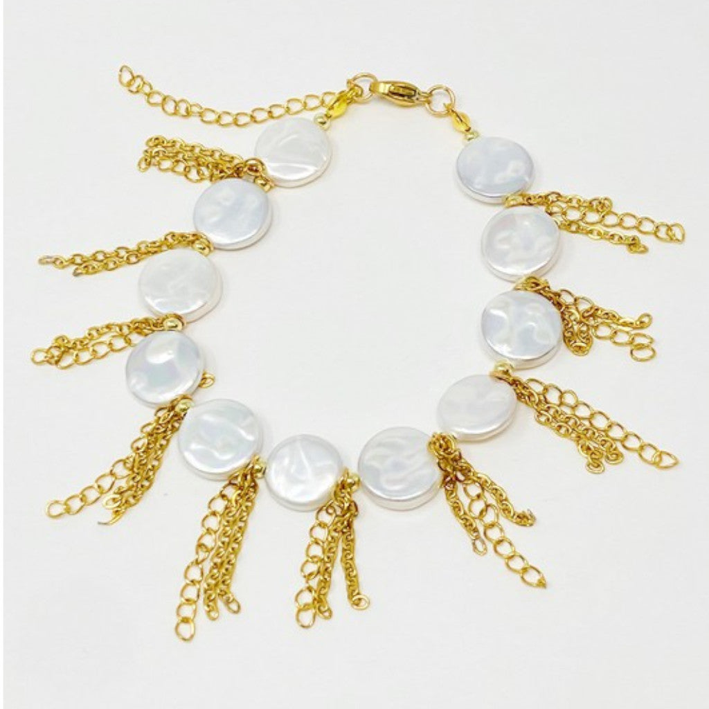 Chain Fringe Pearl Shell Bracelet