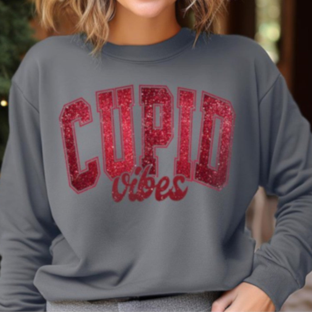 Charcoal Cupid Vibes Fleece Sweatshirt