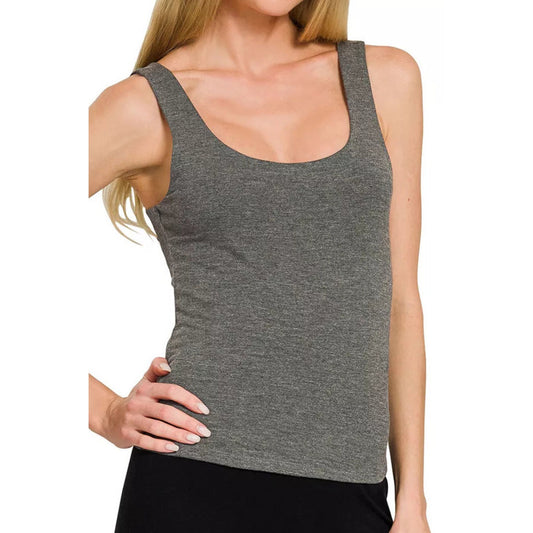 Double Layered Double Scoop Tank Top