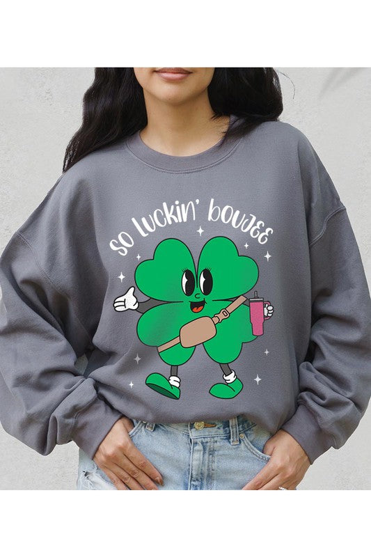 Charcoal So Luckin' Boujee Shamrock Sweatshirt