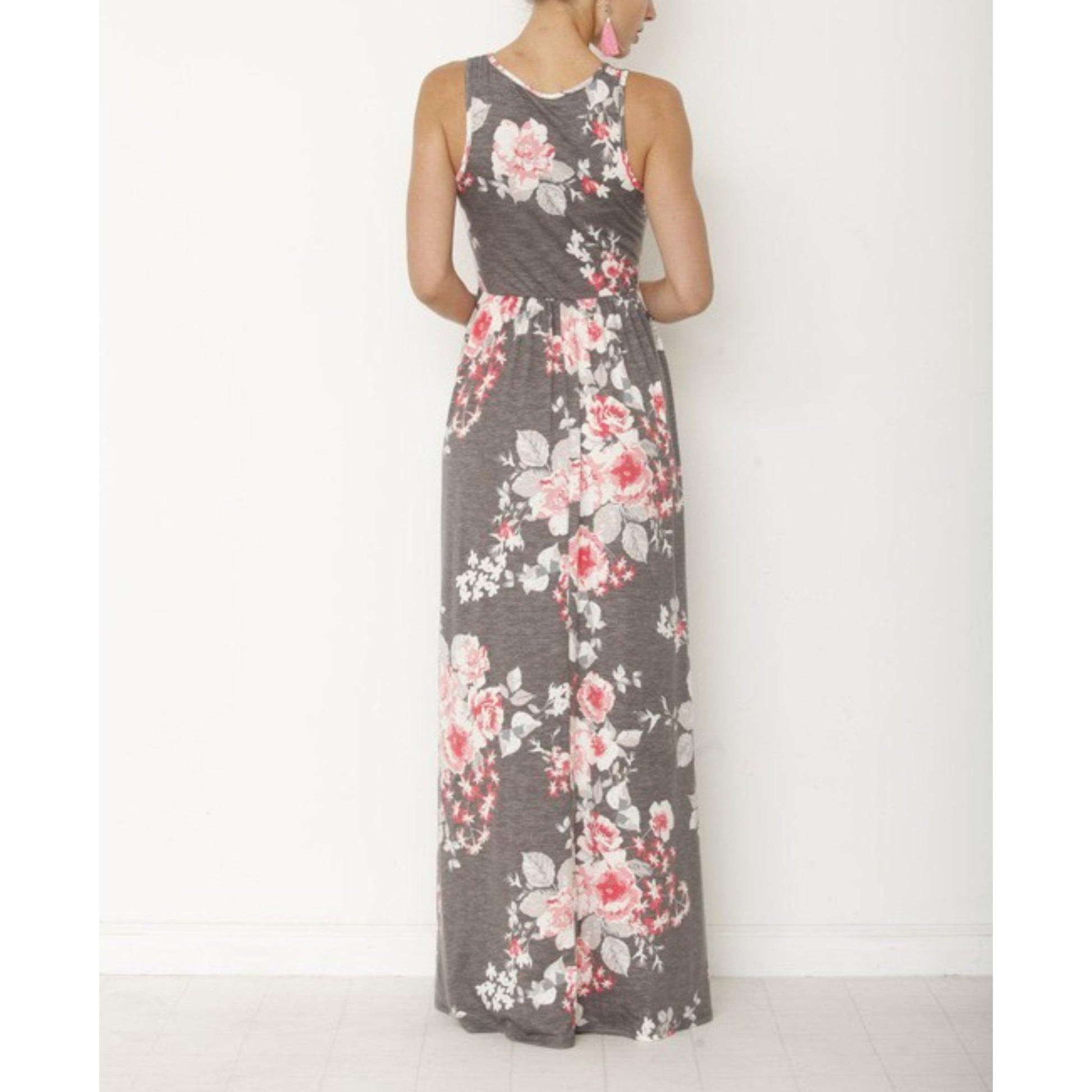 Charcoal_Vintage_Floral_Maxi_Dress_with_Hidden_Pockets_-_Back_view_on_Model