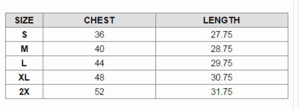 Chasing Gold and Good Times Graphic Crew Neck Tee Size Chart