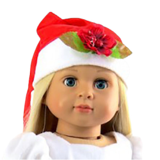 Christmas Holly Hat for 18-inch dolls with doll