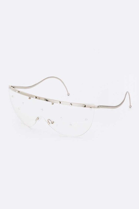 Clear Crystal Pave Iconic Oversize Sunglasses Side view