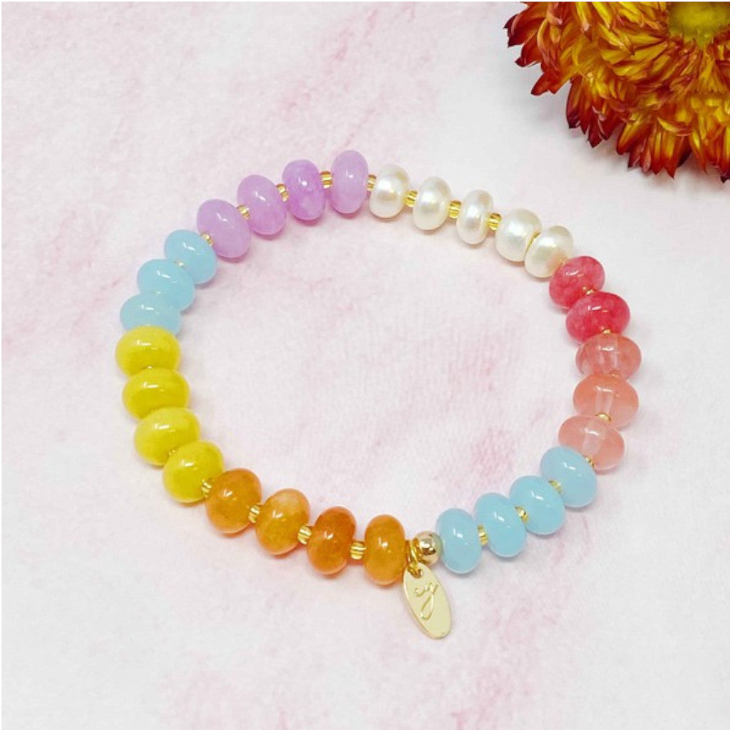 Color Harmony Semi-Precious Bauble Stretch Bracelet