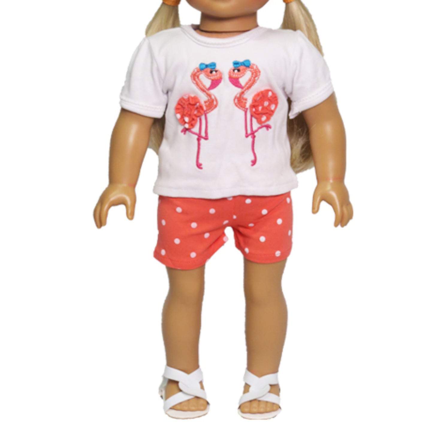 Coral Flamingos Outfit for 18-inch dolls with doll