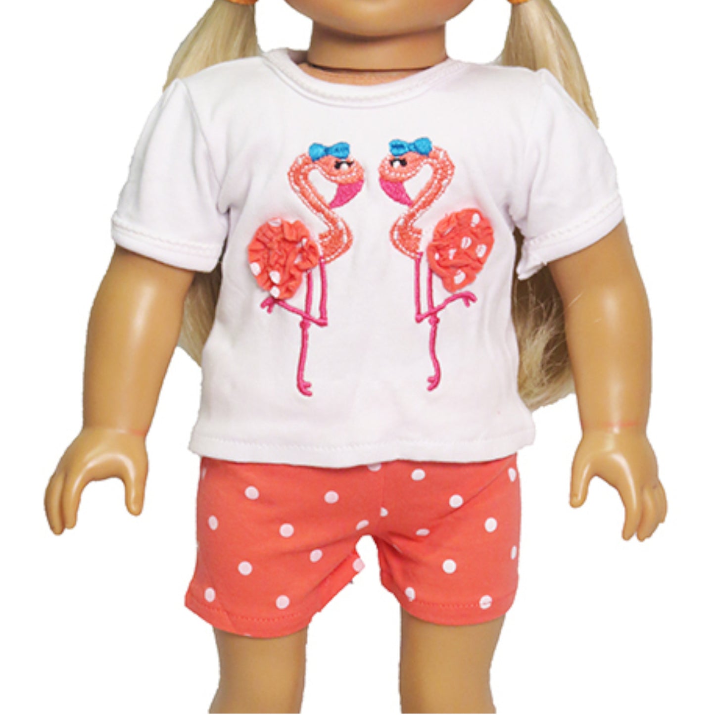 Coral Flamingos Outift for 18-inch dolls  with doll Up Close