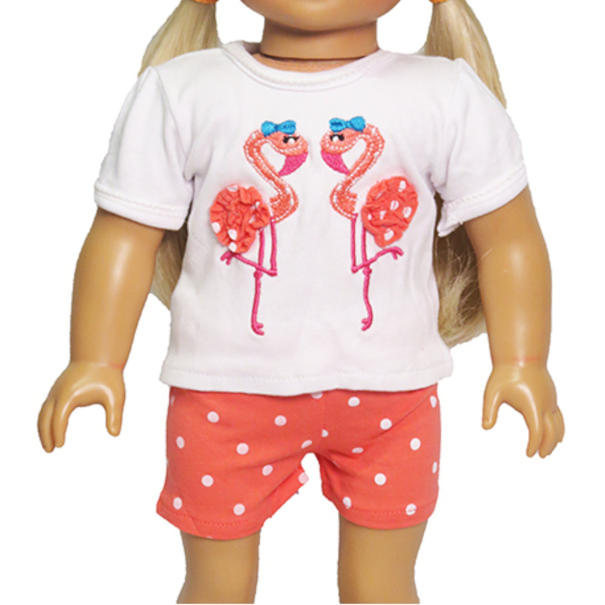 Coral Flamingos Outift for 18-inch dolls  with doll Up Close