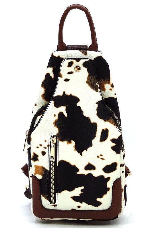 Cow Fashion Sling Backpack Front view