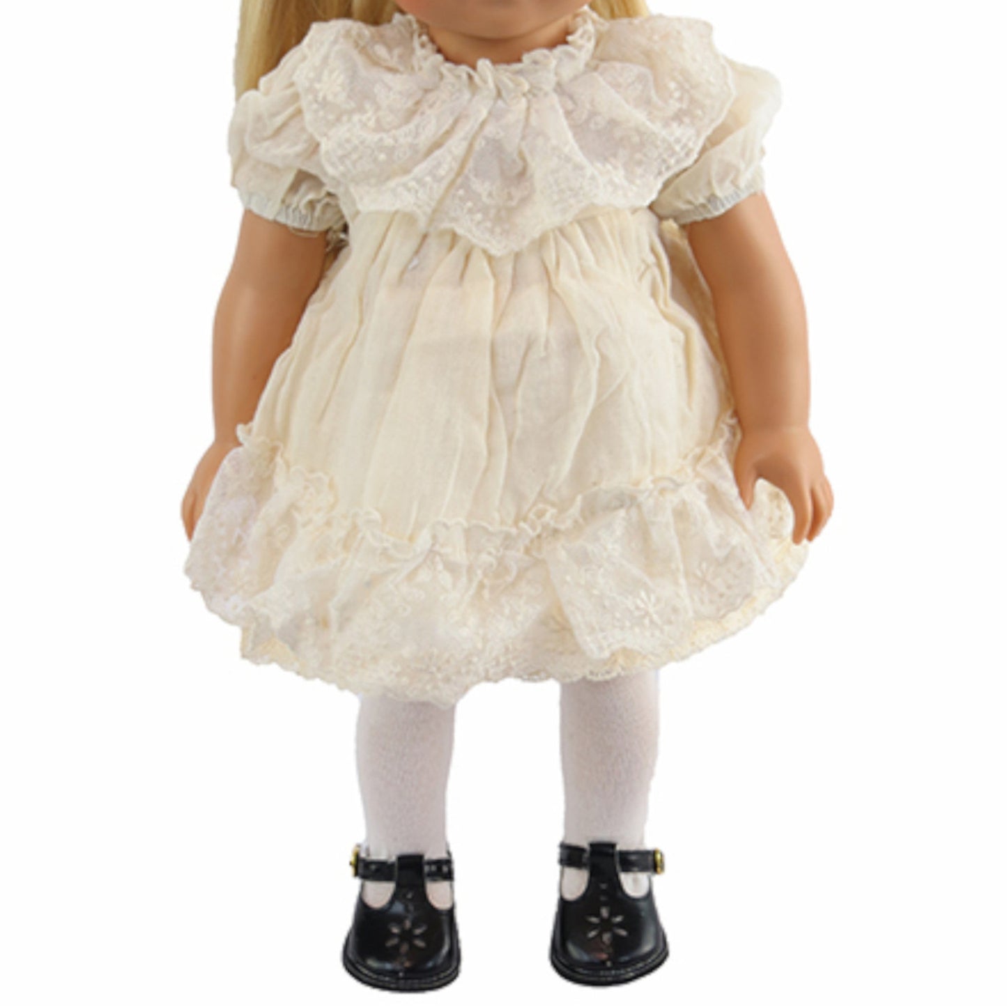 Cream Lace Dress with Headband for 18-inch dolls with doll Front