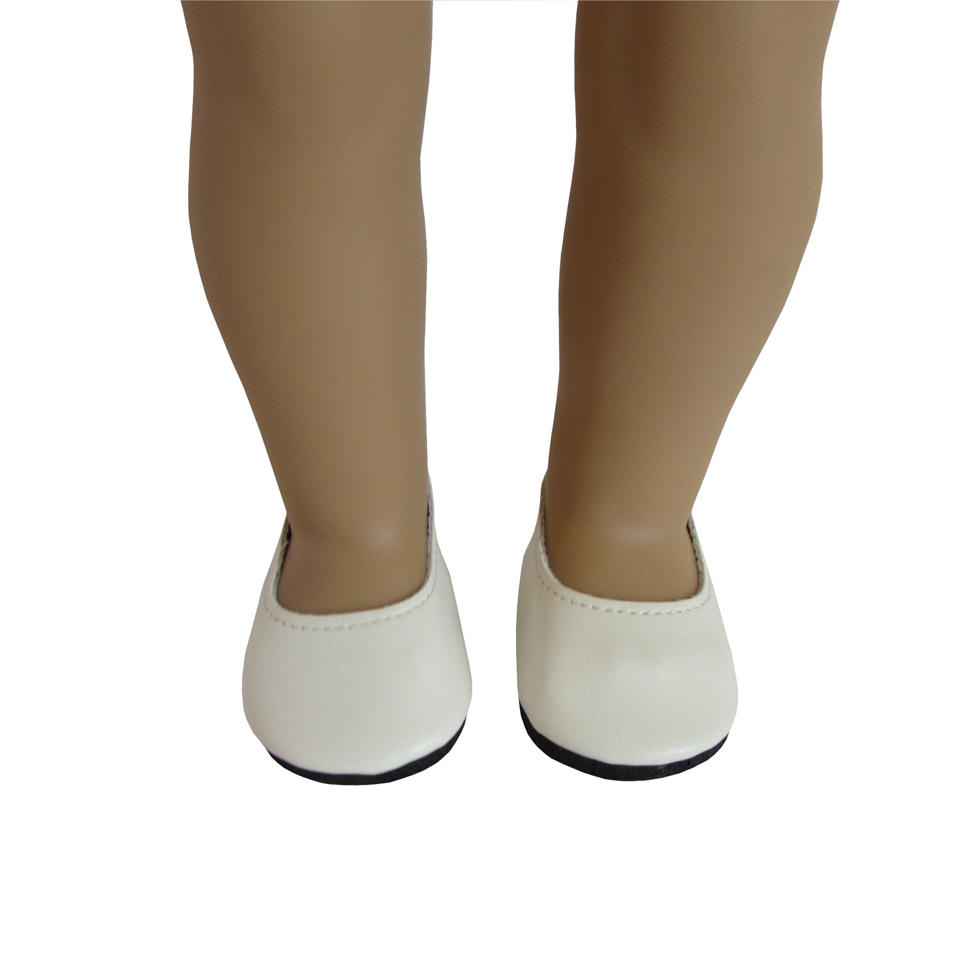 Cream Slip-on Dress Shoes for 18-inch dolls with Doll Front