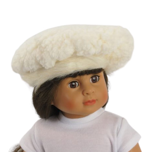 Cream Wool Hat for 18 inch dolls with doll