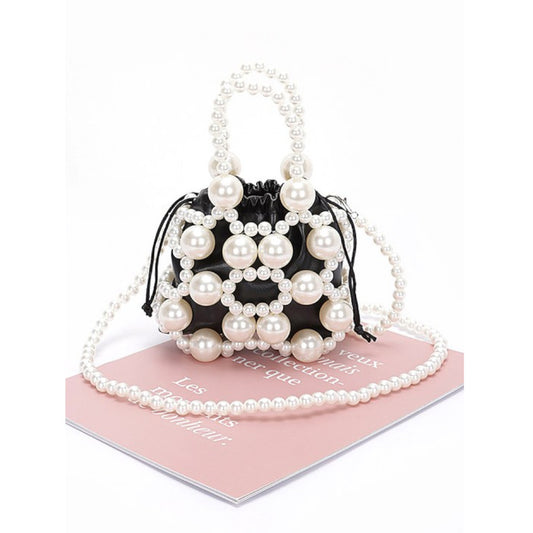 Cream Faux Pearl Petite Convertible Swing Bag Front view