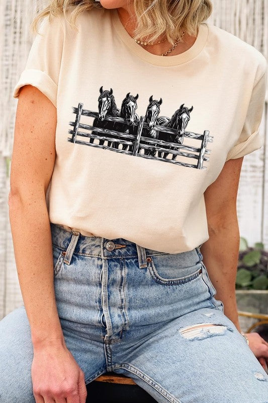 Cream Horse Western Graphic Tee