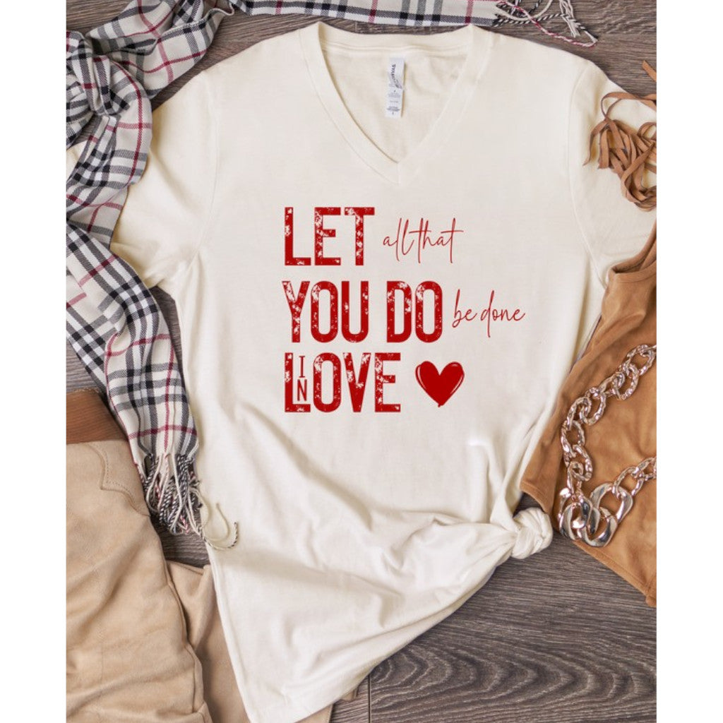 Cream Let All That You Do Be Done In Love Graphic Tee Plus
