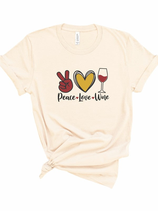 Cream Peace Love Wine Graphic Tee