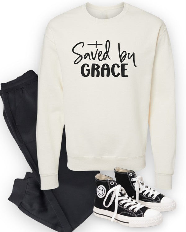 Cream Saved by Grace Graphic Sweatshirt