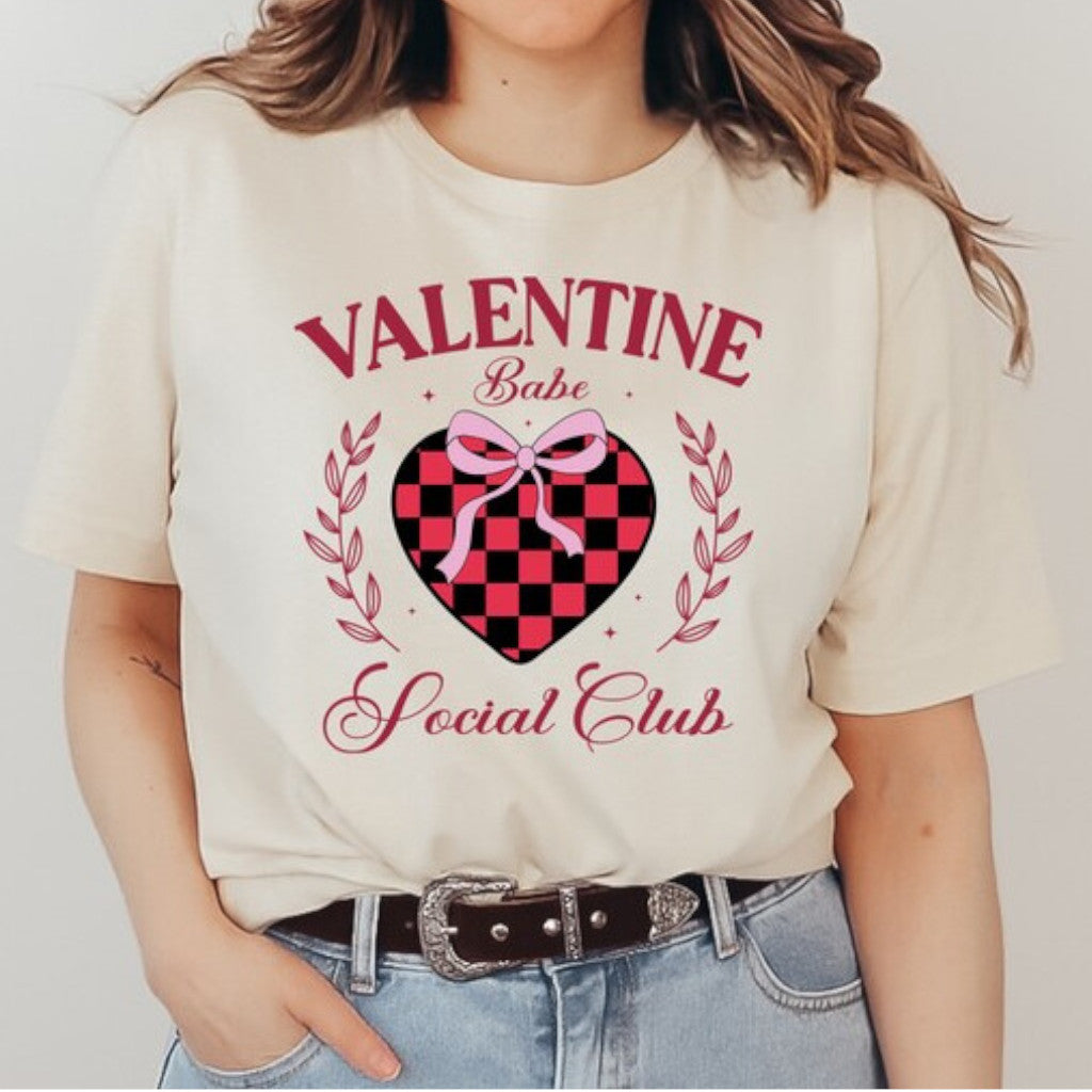Cream Valentine Babe Social Club Graphic Tee Plus