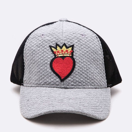 Crown Heart Patch Quilted Cotton Trucker Cap