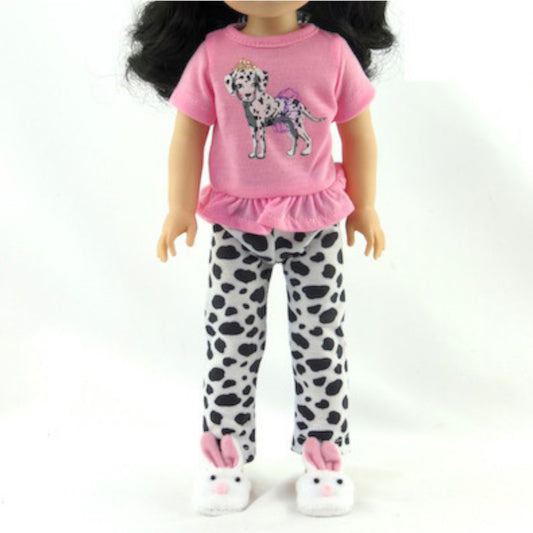 Dalmatian Pajamas for 14 1/2-inch dolls with doll