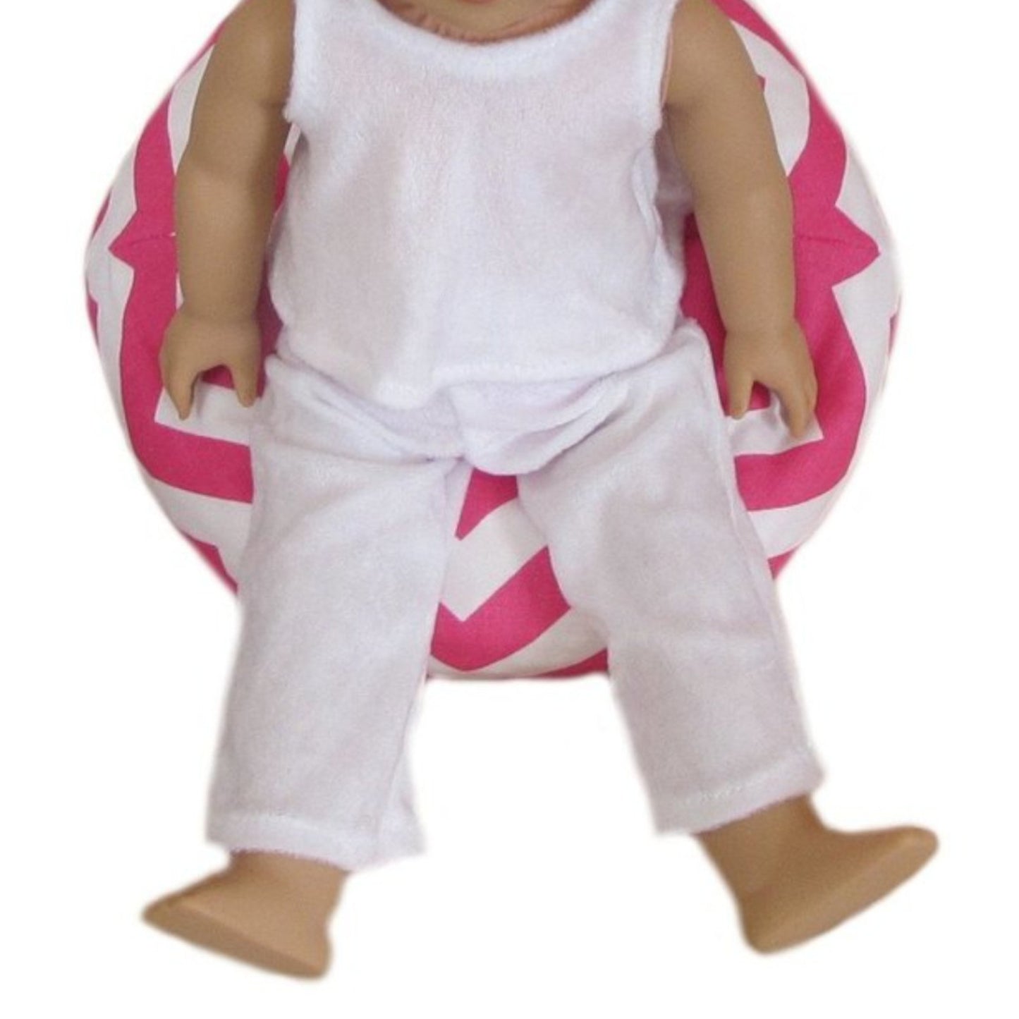 Dark Pink Chevron Doll Bean Bag Chari for 18-inch dolls with doll