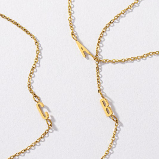 Delicate Real Gold Dipped A, B, and C initial Necklaces