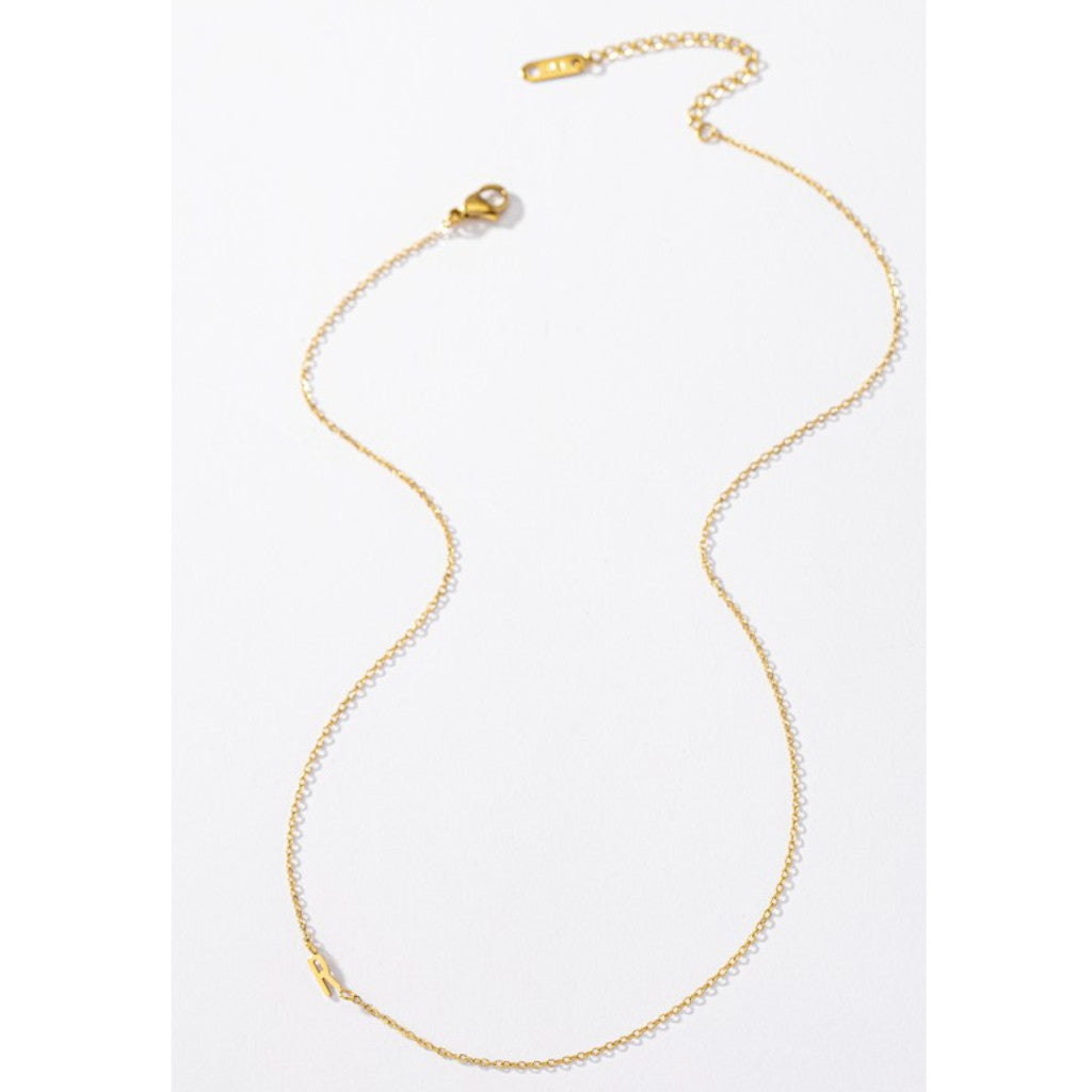 Delicate Real Gold Dipped R Initial Necklace