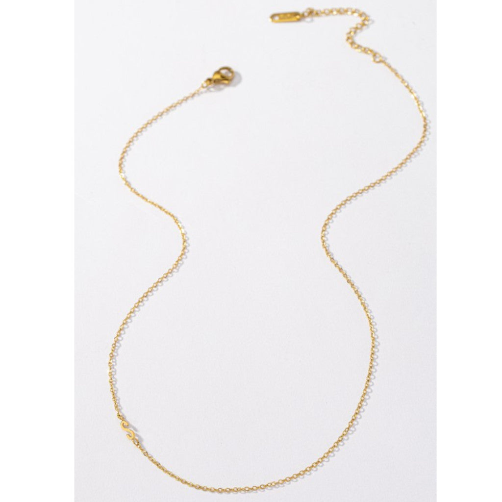 Delicate Real Gold Dipped S Initial Necklace