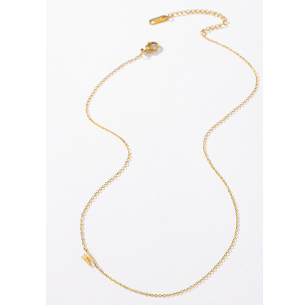 Delicate Real Gold Dipped W Initial Necklace