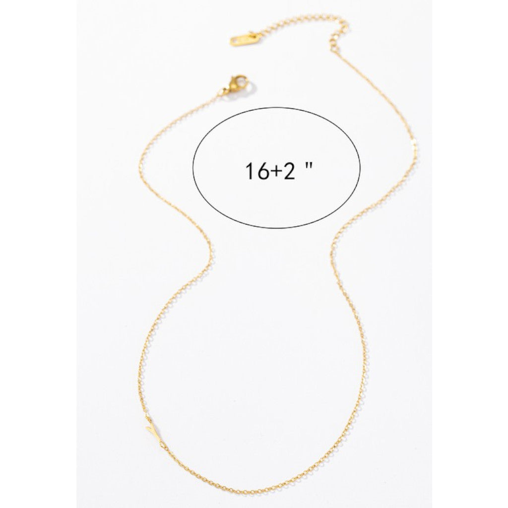 Delicate Real Gold Dipped Y Initial Necklace Measurement