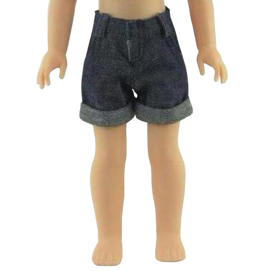 Denim Jeans Shorts for 14 1/2-inch dolls with doll