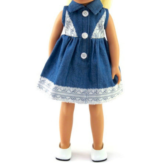 Denim Lace Dress for 14 1/2-inch dolls with doll