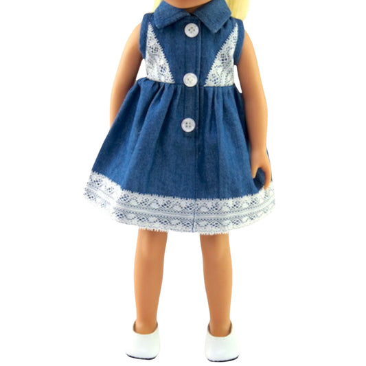 Denim Lace Dress for 14 1/2-inch dolls with doll