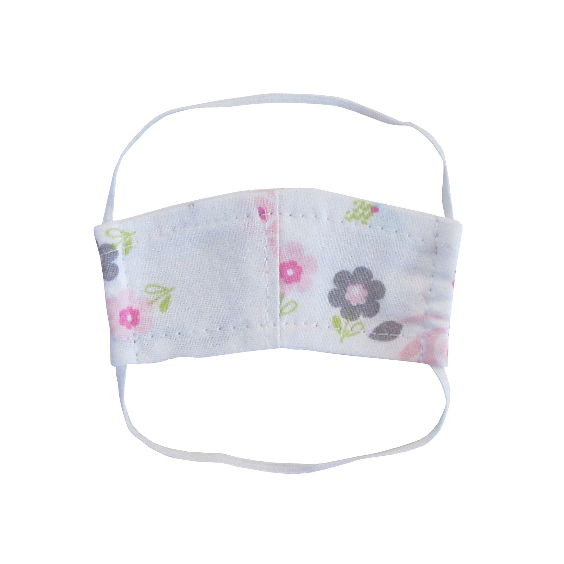 Elephant, Bird, and Floral Print Face Mask for 18-inch dolls Flat