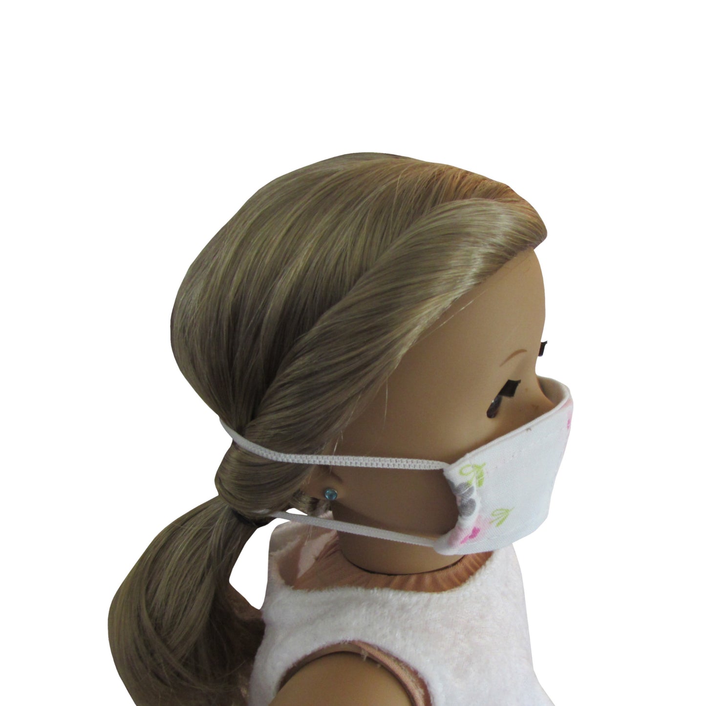 Elephant, Bird, and Floral Print Doll Face Mask for 18-inch dolls