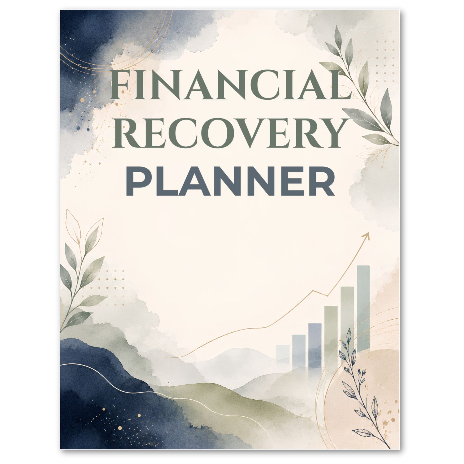 Cover of a 'Financial Recovery Planner' with nature-themed design and text.