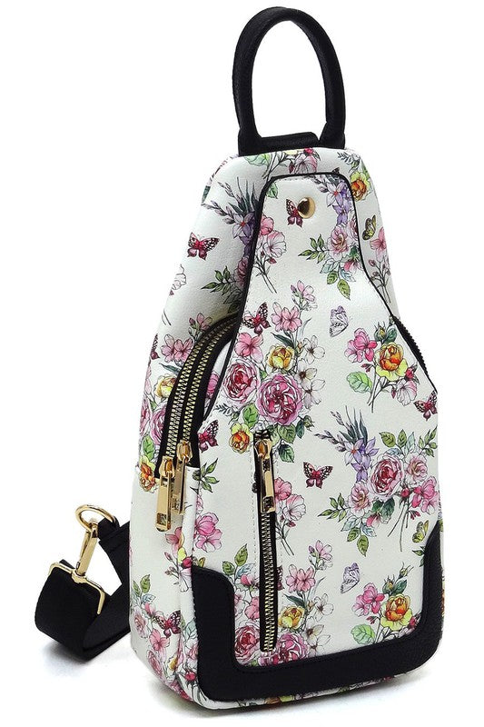 Flower Fashion Sling Backpack Front view