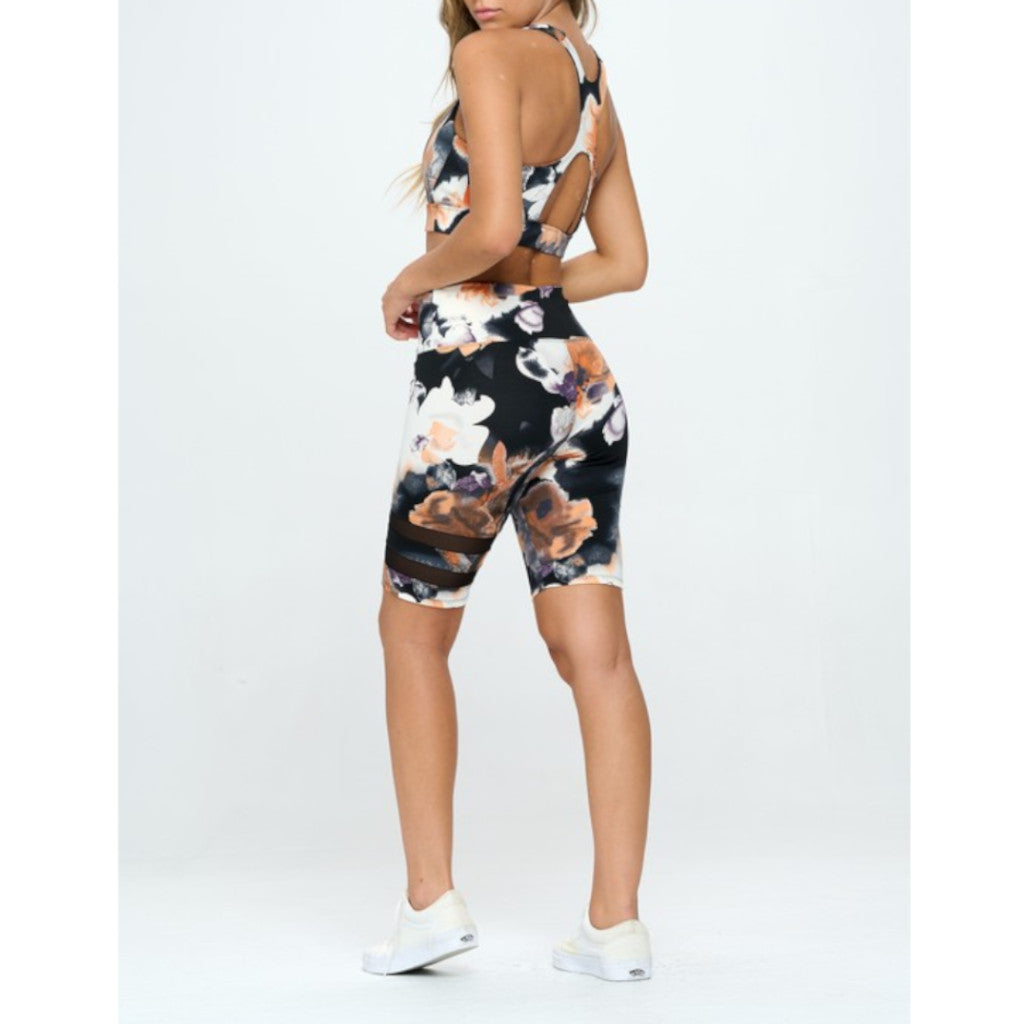 Flowers Print Activewear Set Back view