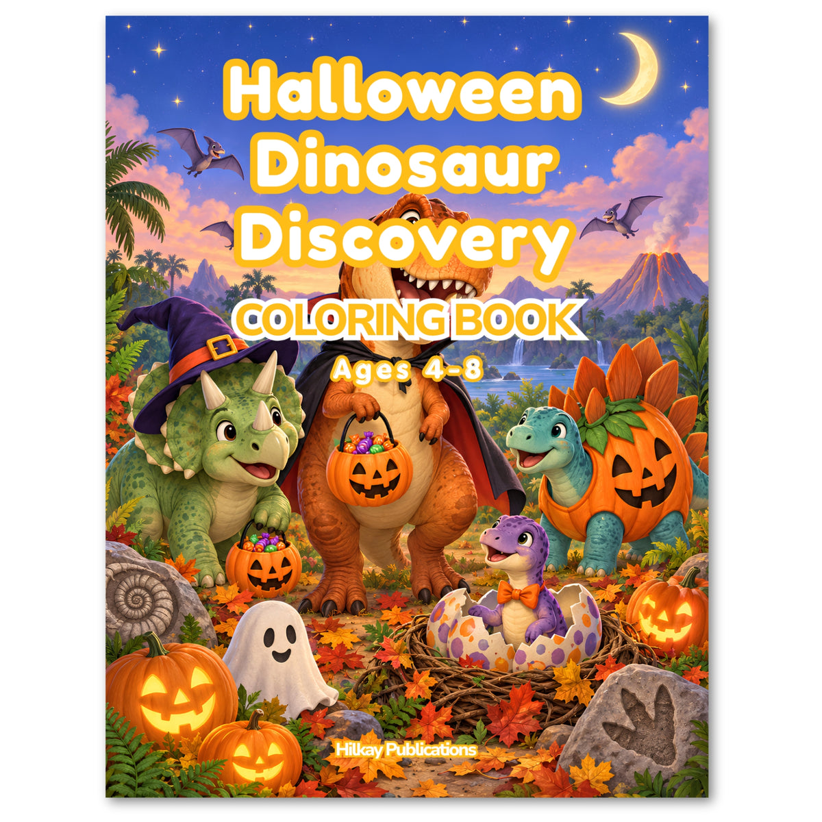 Halloween Dinosaur Discovery Coloring Book for Kids | Ages 4–8