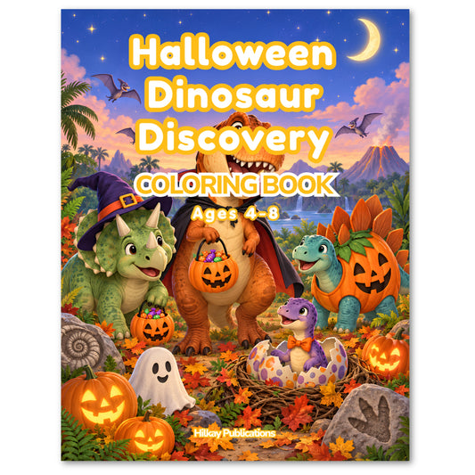 Halloween Dinosaur Discovery Coloring Book for Kids | Ages 4–8