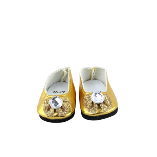 Gold Glitter Bow Flats for 14 1/2-inch dolls