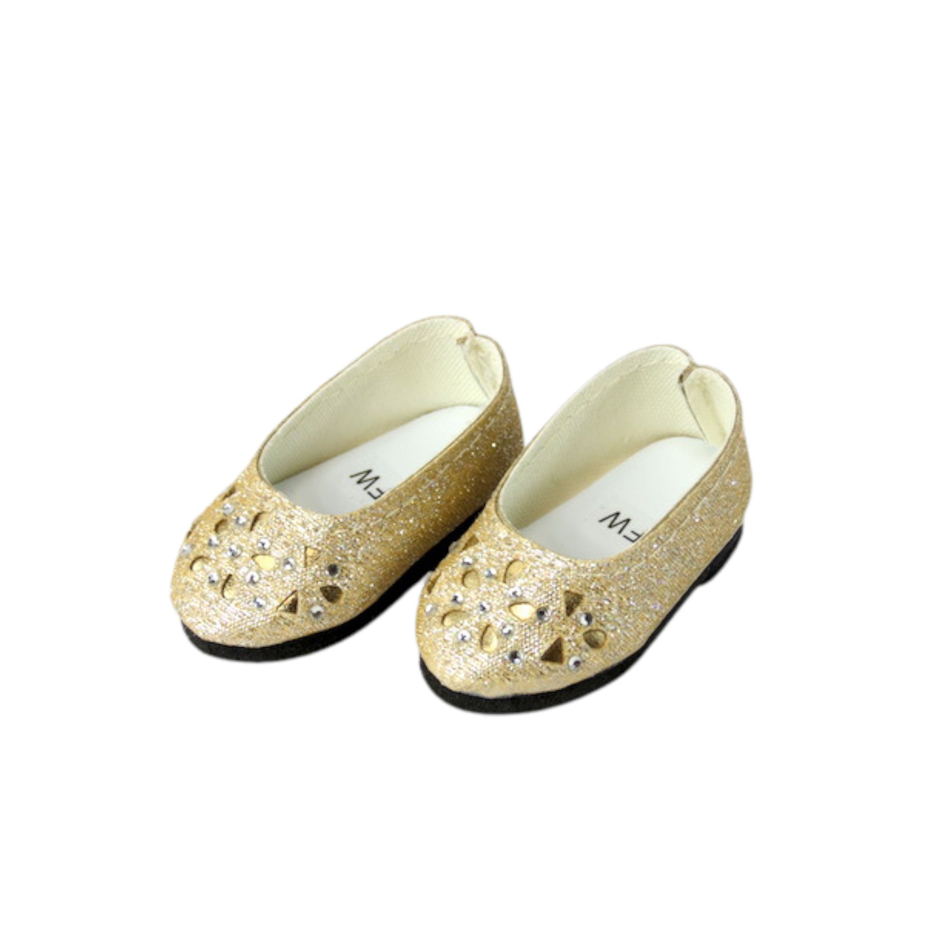 Gold Glitter Floral Cut-Out Flats for 14 1/2-inch dolls