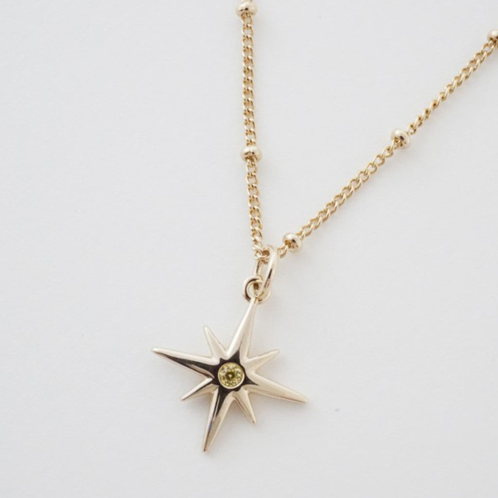 Gold North Star Necklace Right Corner
