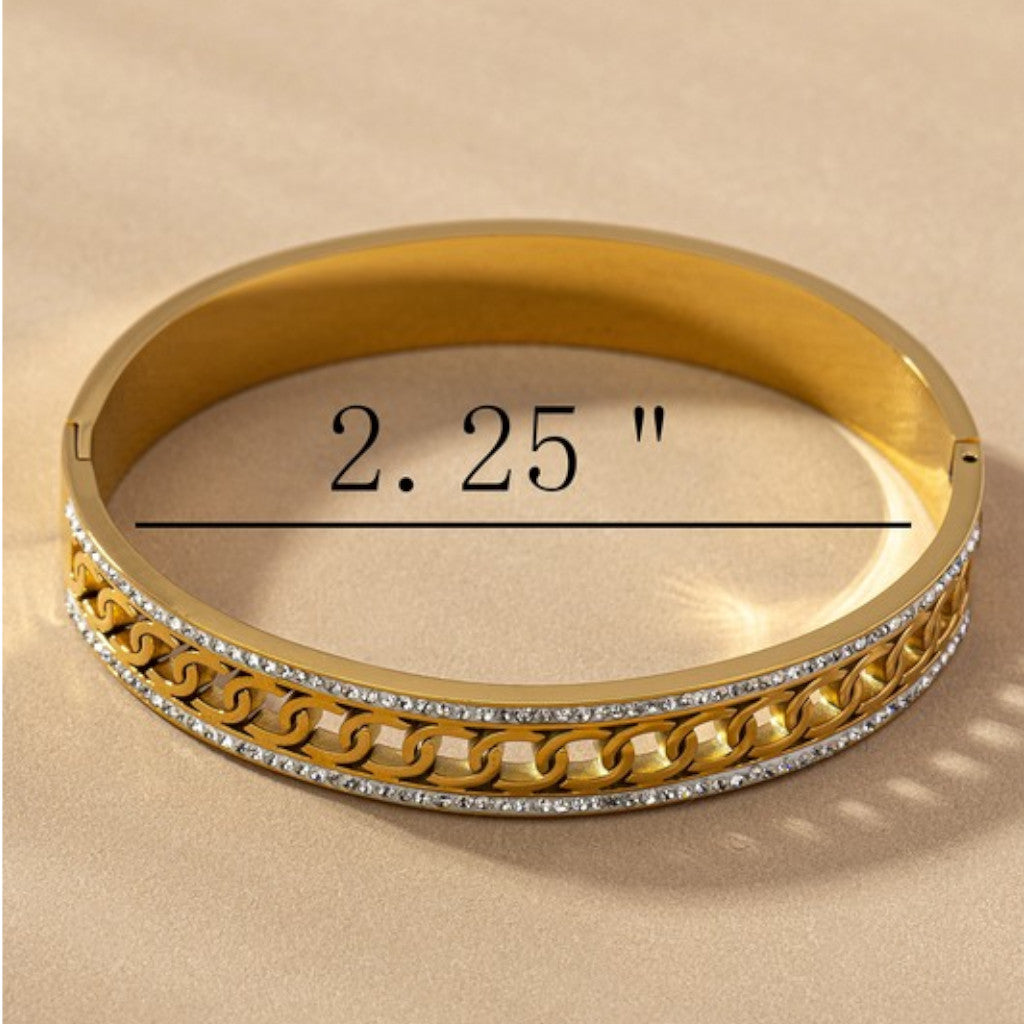 Gold Waterproof Chain Pattern Bangle measurement