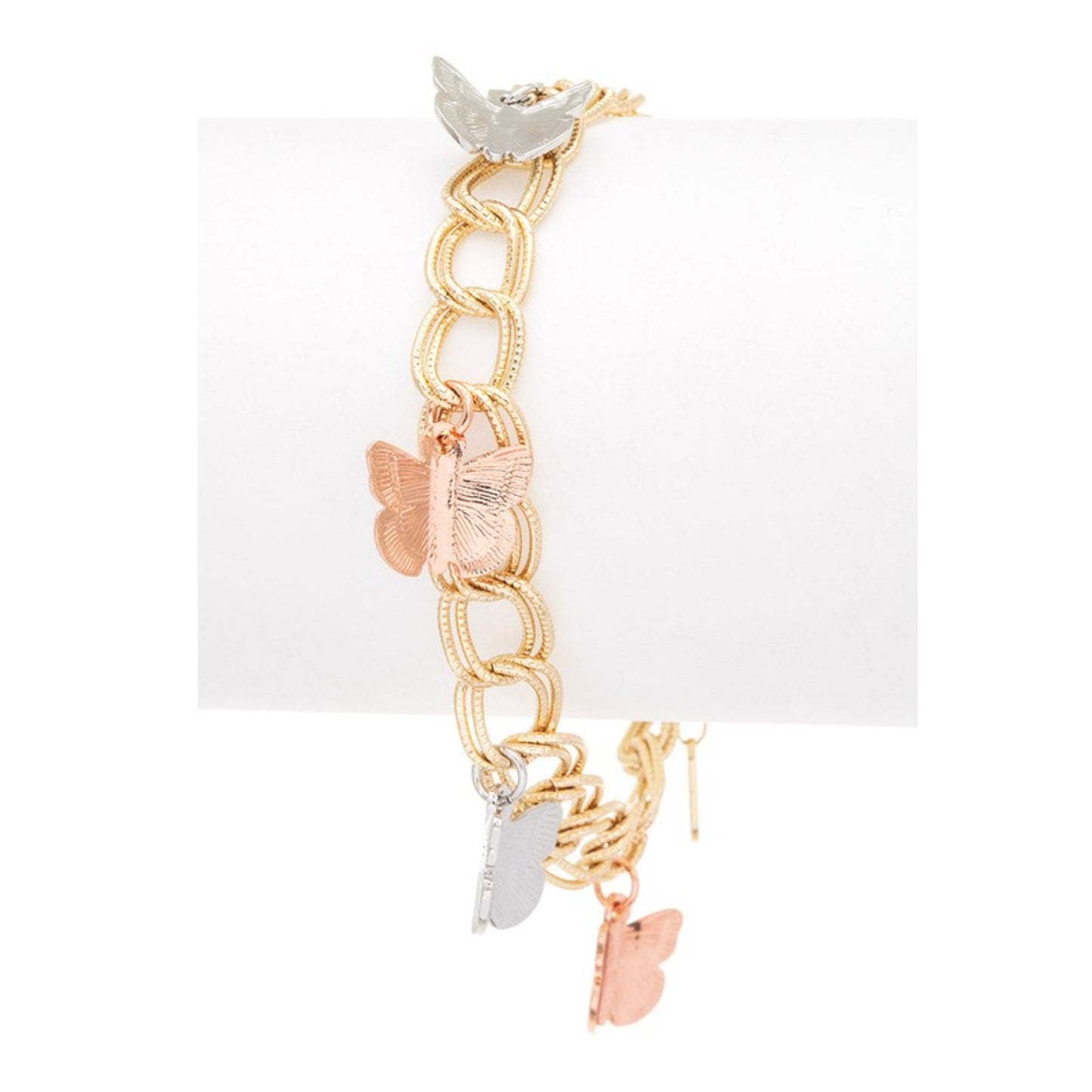 Gold Butterfly Charm Mix Tone Bracelet on  Display Stand Main