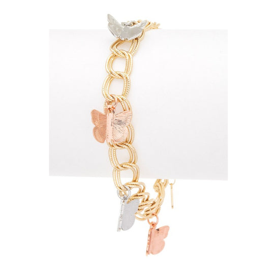 Gold Butterfly Charm Mix Tone Bracelet on  Display Stand Main