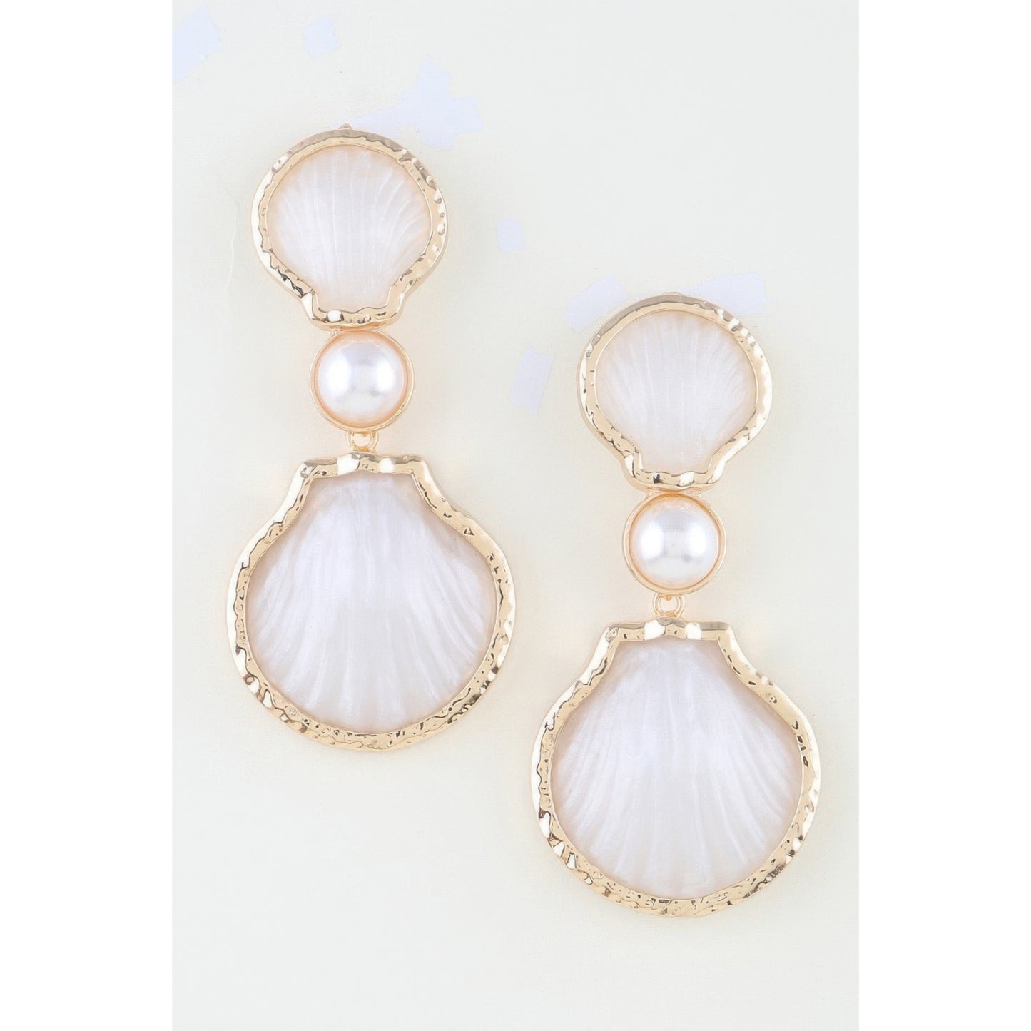 Hammered Stone Shell Drop Earrings