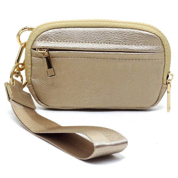 Gold Fashion Pouch Wallet Wristlet Front view